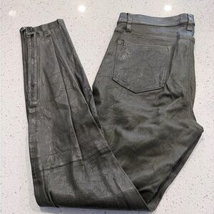 J Brand 100% lamb skin leather pants olive green size 30/10